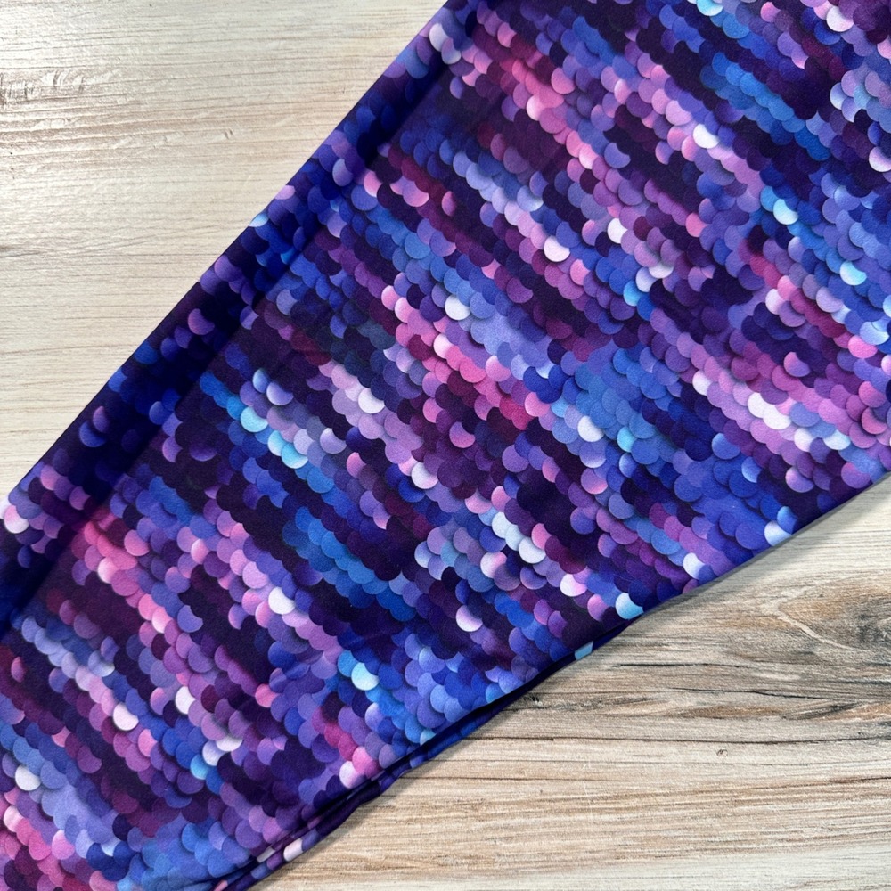 Purple Mermaid Scale Print Capri Leggings High Waisted One Size OS Women